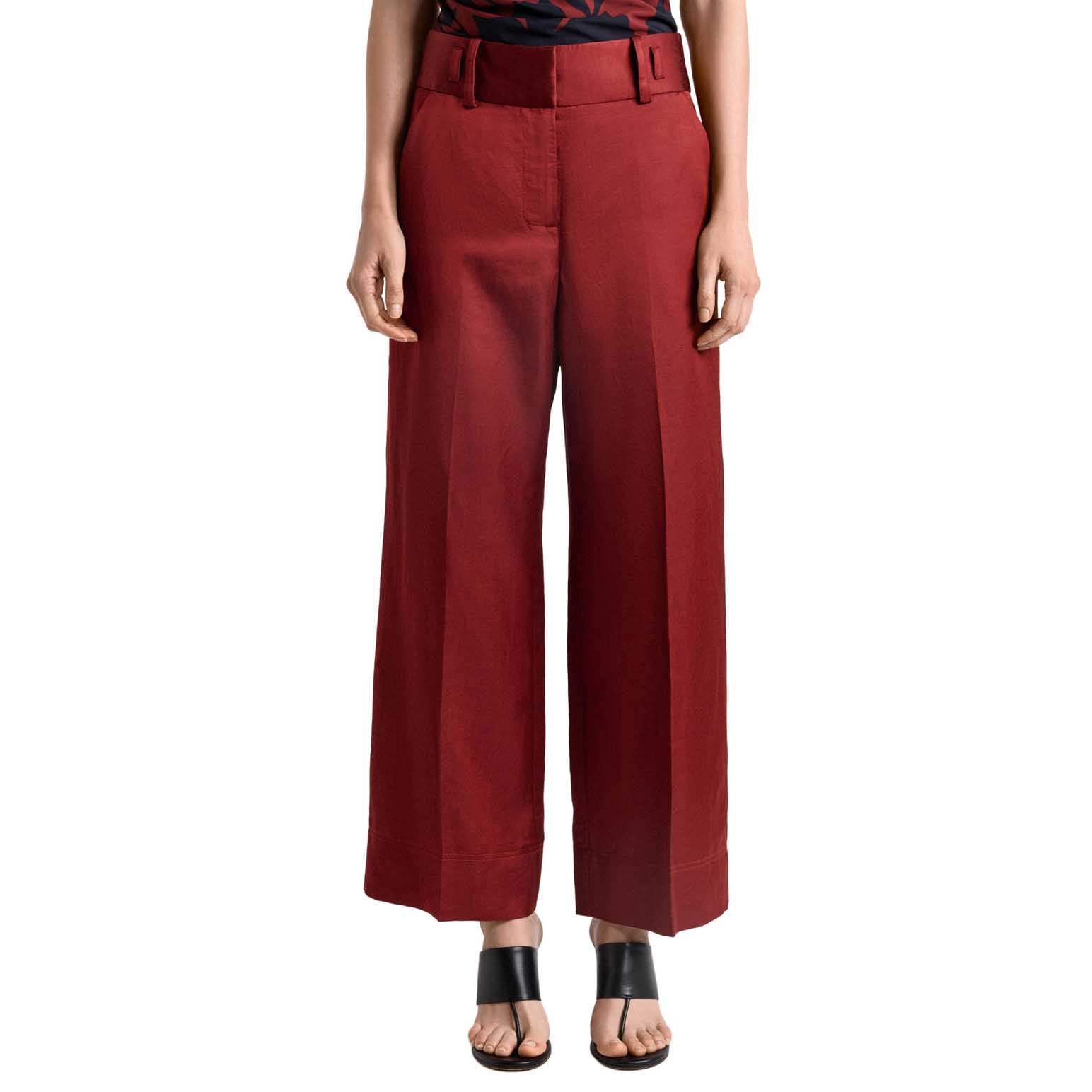 Cue Satin Cropped Cuffed Pant